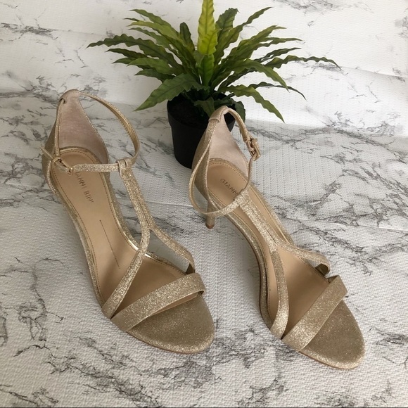 Gianna Bini Shaylinn Sandgold Strappy Glittery Heels Size 9.5 - Picture 5 of 13
